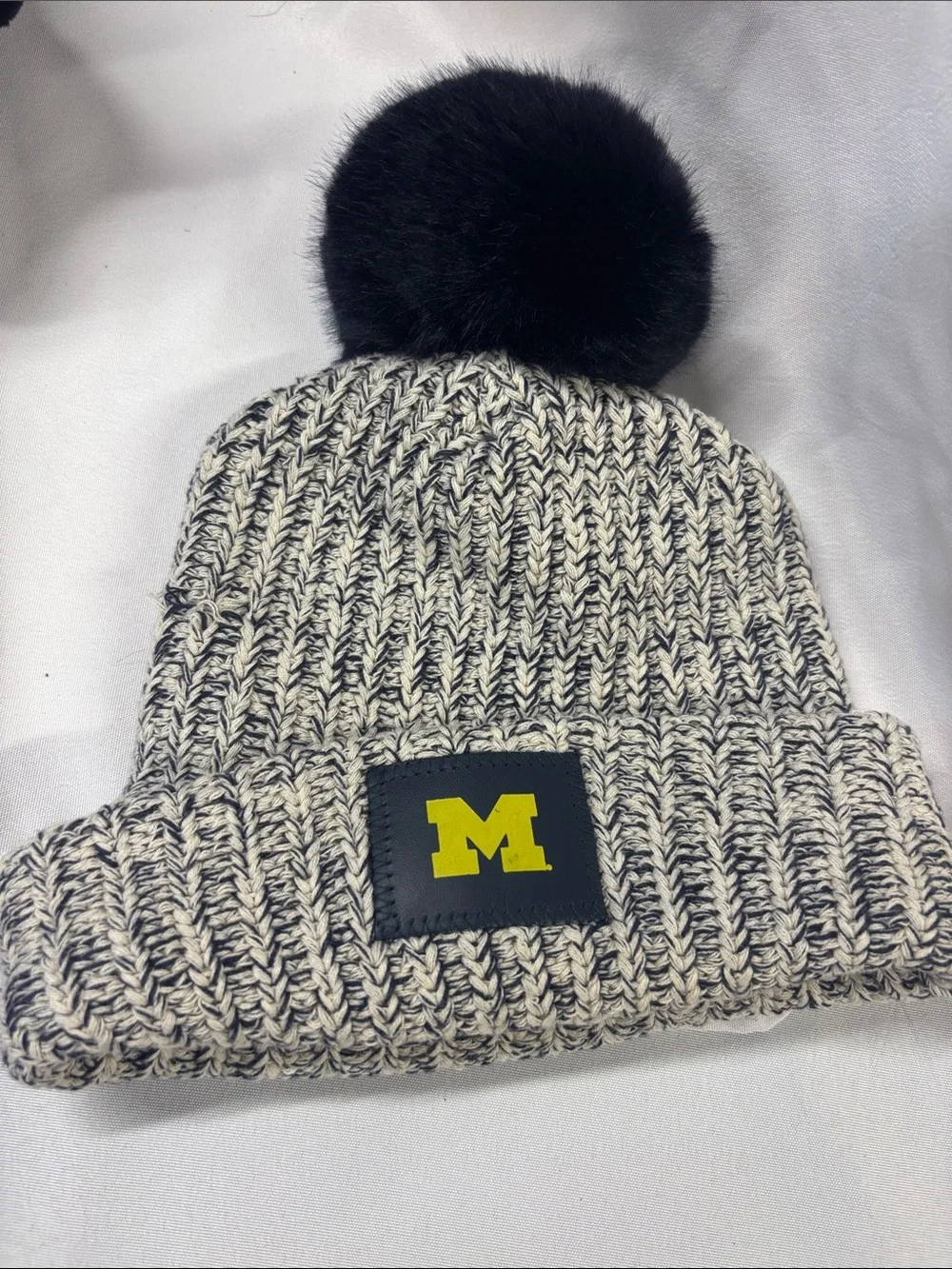 Love Your Melon Cream and Navy Marled Knit Hat-NWOT